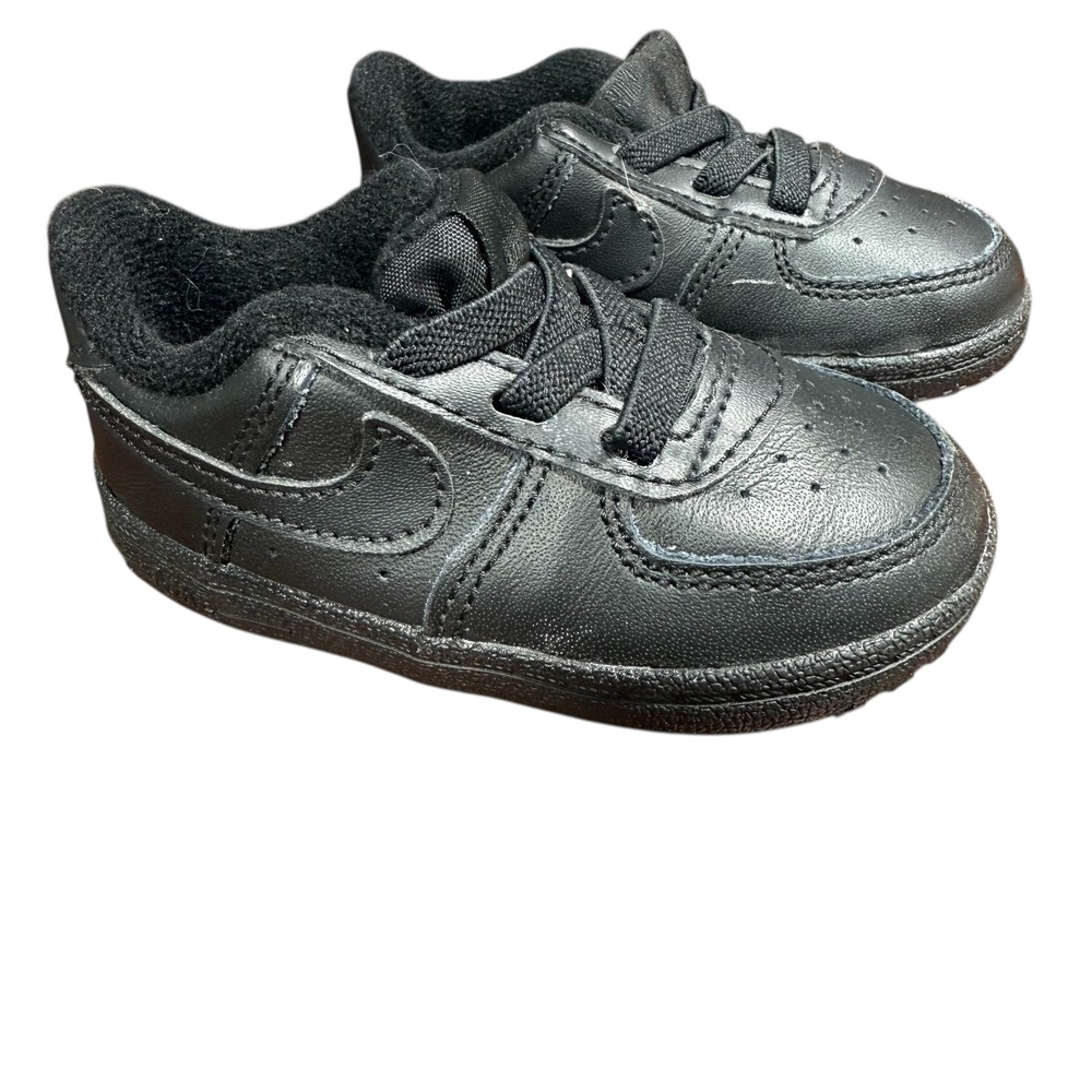 Nike Air Force 1 Baby Crib CB Shoes Size 4C Solid Black Leather CK2201-001